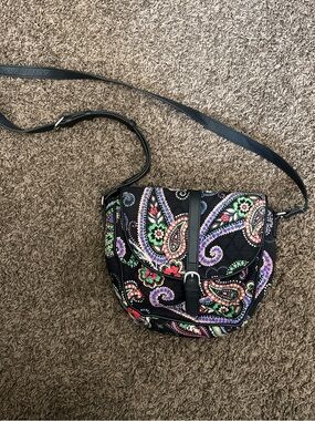 Vera Bradley Black Crossbody with Multicolor Paisley Print
